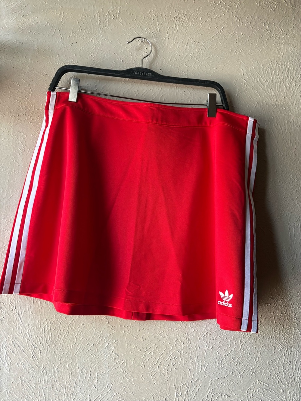 adidas Red Mini Skirt with White Three Stripes
